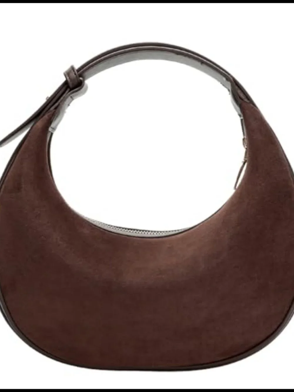 Faux Suede Leather Hobo Shoulder Crossbody Bag Adjustable Strap Zip Closure